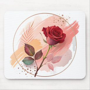Tapis De Souris Blush Éternel : Une Rose Moderne en Harmonie Abstr