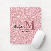 Tapis De Souris Blush Pink glitter Monogram hair and makeup (Avec souris)