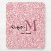 Tapis De Souris Blush Pink glitter Monogram hair and makeup (Devant)