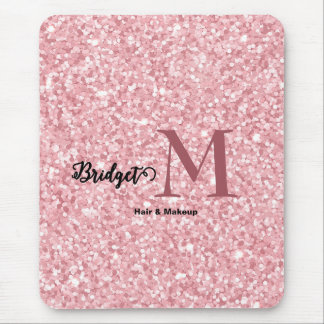 Tapis De Souris Blush Pink glitter Monogram hair and makeup