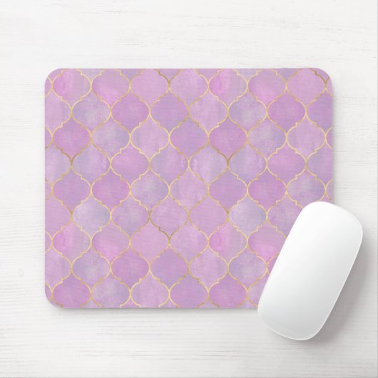 Tapis De Souris Blush Pink Gold Moroccan Pattern  (Avec souris)
