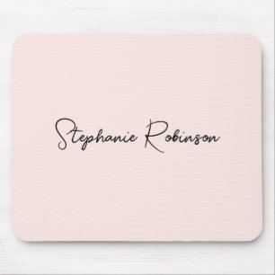 Tapis De Souris Blush Rose Élégant Écriture Monogramme Personnalis