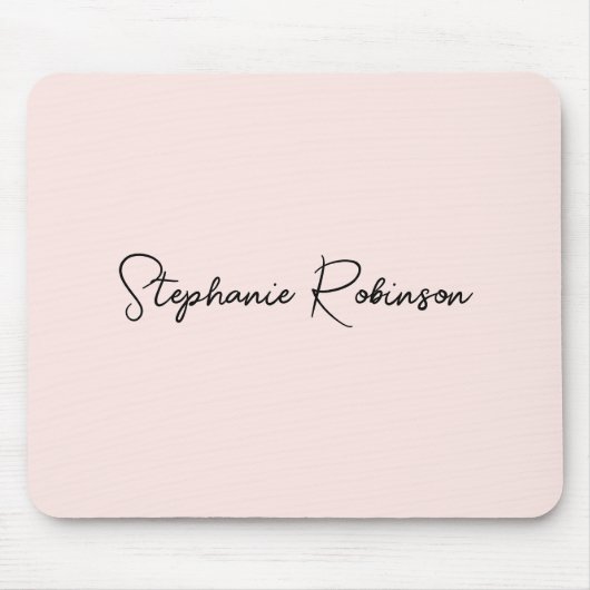 Tapis De Souris Blush Rose Élégant Script Monogramme Personnalisé (Devant)