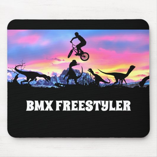 Tapis De Souris BMX Freestyle avec Dinosaures (Devant)