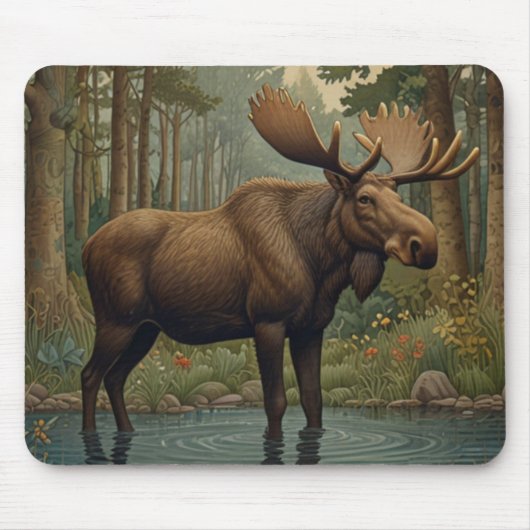 Tapis De Souris Bohème bohème d'orignal rustique Forêt enchantée (Devant)