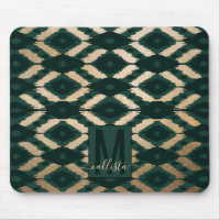 Bohême Gold Forest Green Ikat Motif