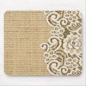 Tapis De Souris Bohème pays occidental rustique burlap et dentelle (Devant)