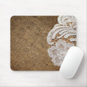 Tapis De Souris bohème rustique pays occidental burlap et dentelle (Avec souris)
