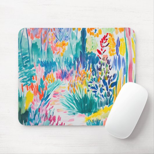 Tapis De Souris Boho Abstract Wildflower Garden (Avec souris)