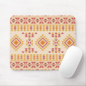 Tapis De Souris Boho Aztec Tissu Tribal en bleu rose + orange (Avec souris)
