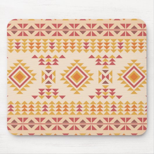Tapis De Souris Boho Aztec Tissu Tribal en bleu rose + orange (Devant)