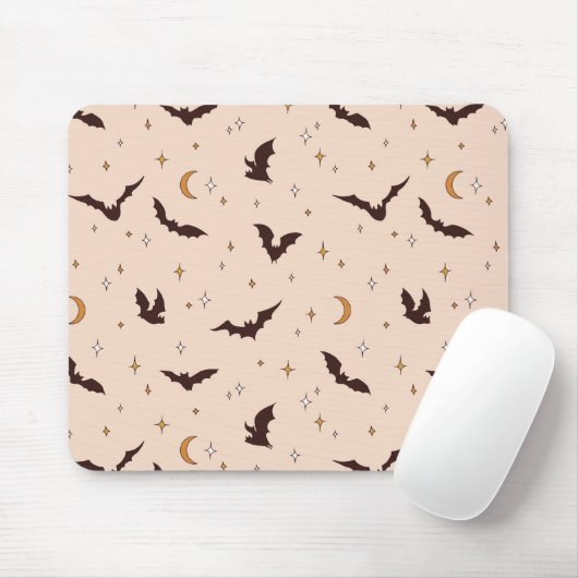 Tapis De Souris Boho Bats et étoiles Motif d'Halloween (Avec souris)