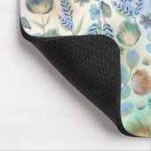 Tapis De Souris Boho Bleu Vert Whimsical Floral Botanique (Coin)