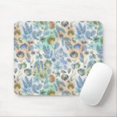 Tapis De Souris Boho Bleu Vert Whimsical Floral Botanique (Avec souris)