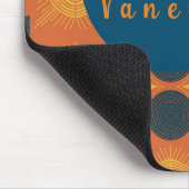 Tapis De Souris Boho Céleste Soleil Lune Orange Script Monogramme (Coin)