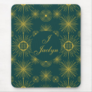 Tapis De Souris Boho Celestial Sun Stars Vert Turquoise