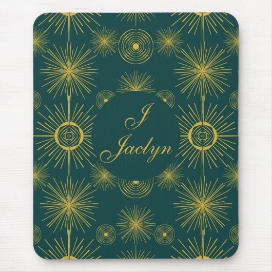 Tapis De Souris Boho Celestial Sun Stars Vert Turquoise (Devant)