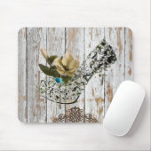 Tapis De Souris boho chic grange bois mariage campagnard rustique (Avec souris)