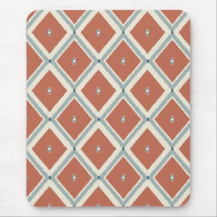 Tapis De Souris Boho Chic Terracotta et Indigo Géométrique Ikat Pa