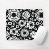 Tapis De Souris Boho fleurs Motif floral vectoriel noir et blanc (Avec souris)