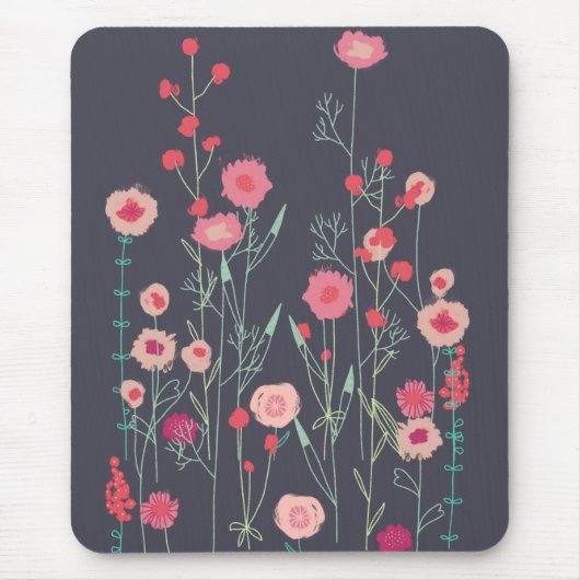 Tapis De Souris Boho floral foncé (Devant)