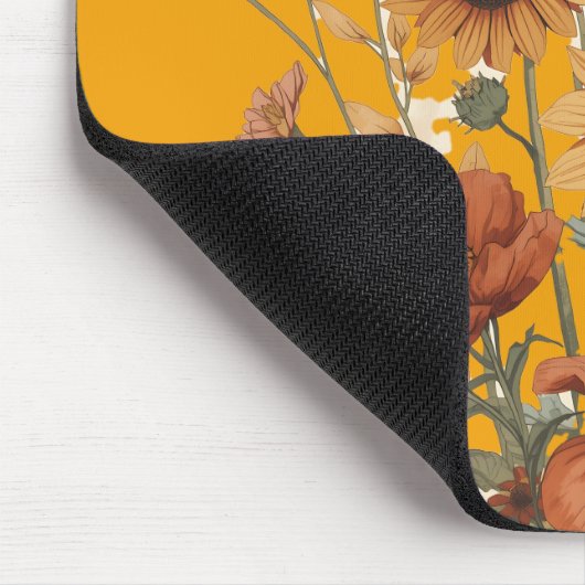 Tapis De Souris Boho Floral Souris Pad - Fleurs de soleil chaudes (Coin)