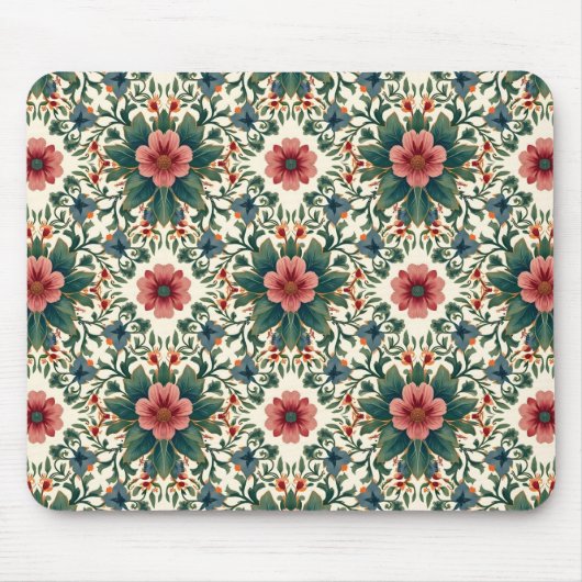 Tapis De Souris Boho Flower Magic - dans les tons vert et rose (Devant)