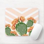 Tapis De Souris Boho Flower Prickly Pear Cactus & Chevrons (Avec souris)