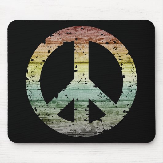 Tapis De Souris Boho Hippy 60s 70s Peace Sign (Devant)