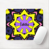 Tapis De Souris Boho jaune, violet, bleu, rose design. (Avec souris)