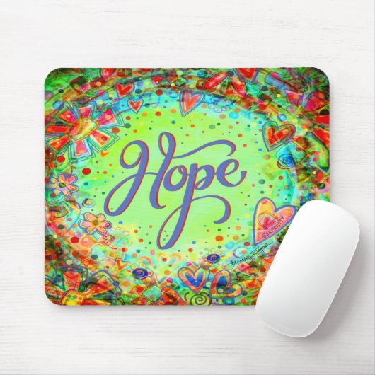 Tapis De Souris Boho Joli Floral Green Hope Inspirivity (Avec souris)