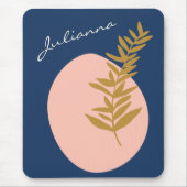 Tapis De Souris Boho Moderne Abstrait Botanique Bleu Personnalisé (Devant)