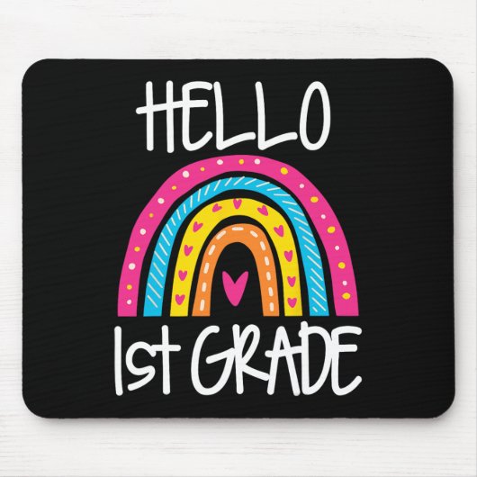 Tapis De Souris Boho Rainbow Bonjour 1ère année école de premier j (Devant)