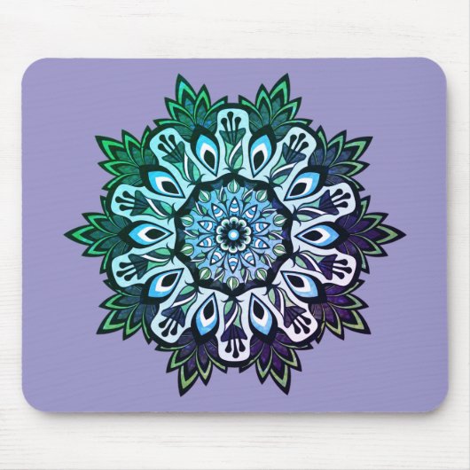 Tapis De Souris Boho Sage Vert Fleur Mandala (Devant)