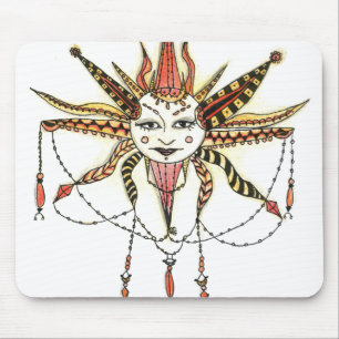 Tapis De Souris Boho Soleil Dessin à la Main