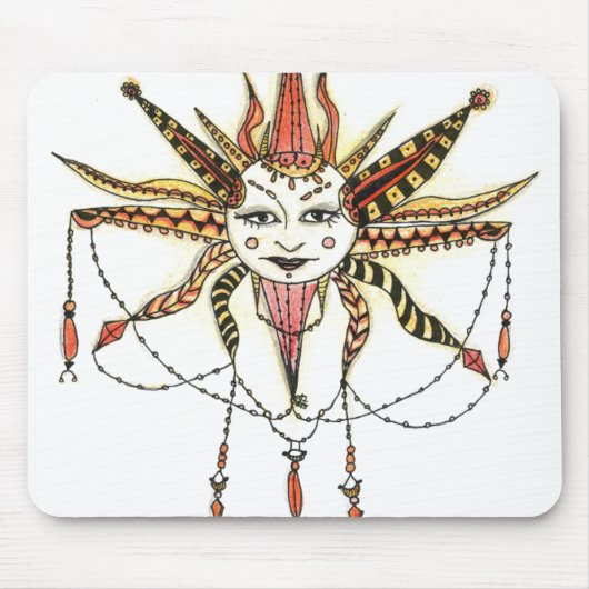 Tapis De Souris Boho Soleil Dessin à la Main (Devant)