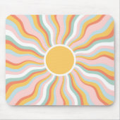Tapis De Souris Boho Wavy Sun Rays Retro Design (Devant)