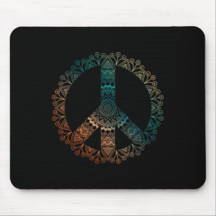 Tapis De Souris Boho Yoga Orné Mandala Signe de Paix Hippie Neutre