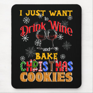 Tapis De Souris Boire du vin et faire cuire des biscuits de Noël,