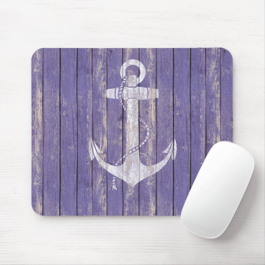 Tapis De Souris Bois affligé avec l'Ancre (Avec souris)