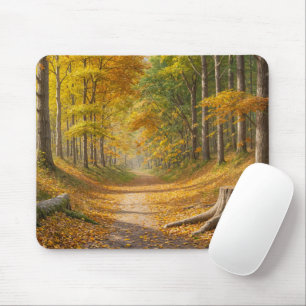 Tapis De Souris Bois d'automne avec chemin droit