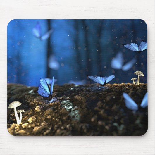 Tapis De Souris Bois fée magique avec papillons et champignons (Devant)
