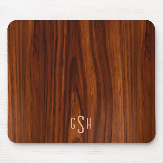 Tapis De Souris Bois foncé en acajou, Monogramme (Devant)