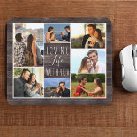 Tapis De Souris Bois rustique 7 Photo Collage | Aimer la vie avec<br><div class="desc">Tapis de souris rustique en bois avec collage photo personnalisé. Le modèle photo est configuré pour vous permettre d'ajouter vos 7 photos préférées, en travaillant dans le sens des aiguilles d'une montre en haut à gauche. Le texte dit "aimer la vie avec vous" dans un élégant script manuscrit et la...</div>