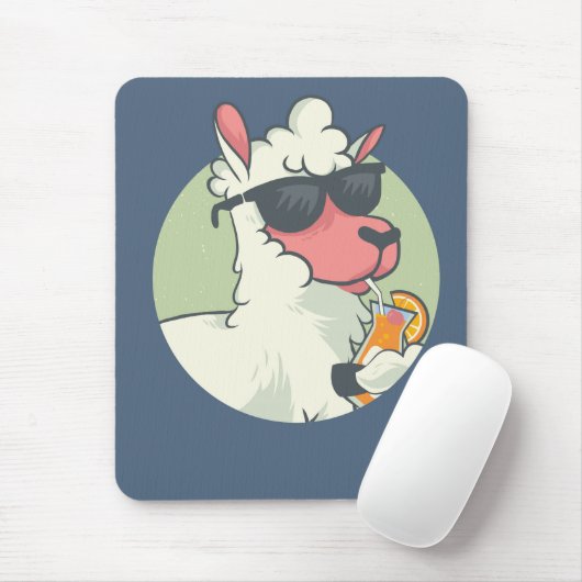 Tapis De Souris Boisson cool Été Llama (Avec souris)