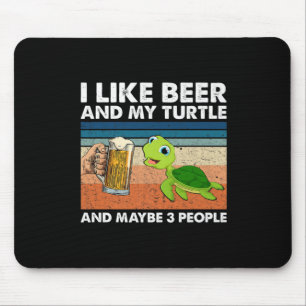 Tapis De Souris Boisson De Bière J'Aime La Bière Et Ma Tortue Anni