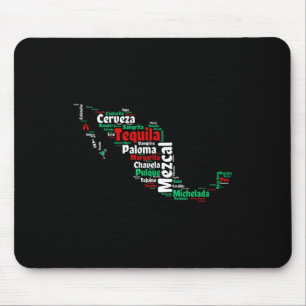 Tapis De Souris Boissons mexicaines Cinco De Mayo carte du Mexique