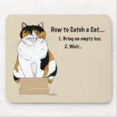 Tapis De Souris Boîte de chat calico beige drôle Humour attrapé (Devant)