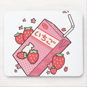 Tapis De Souris Boîte japonaise à jus de fraise de Kawaii