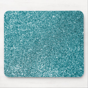 Tapis De Souris Bokeh Étincelant Faux Turquoise Paillettes